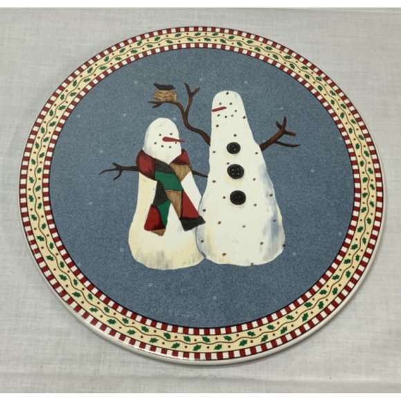 Sakura Other - Debbie Mumm Sakura Snowman Stoneware Trivet 9.5" cookies for Santa plate